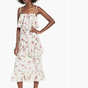 WAYF Imola Floral Tiered Midi Dress - size medium